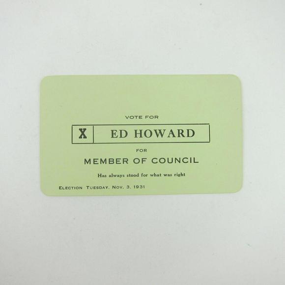 Political Campaign Election Card Greenville Ohio Council Ed Howard Vintage 1931 - Picture 5 of 12